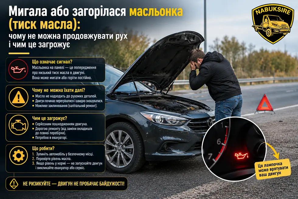 Мигала или загорелась маслёнка (давление масла): почему нельзя продолжать движение и чем это грозит