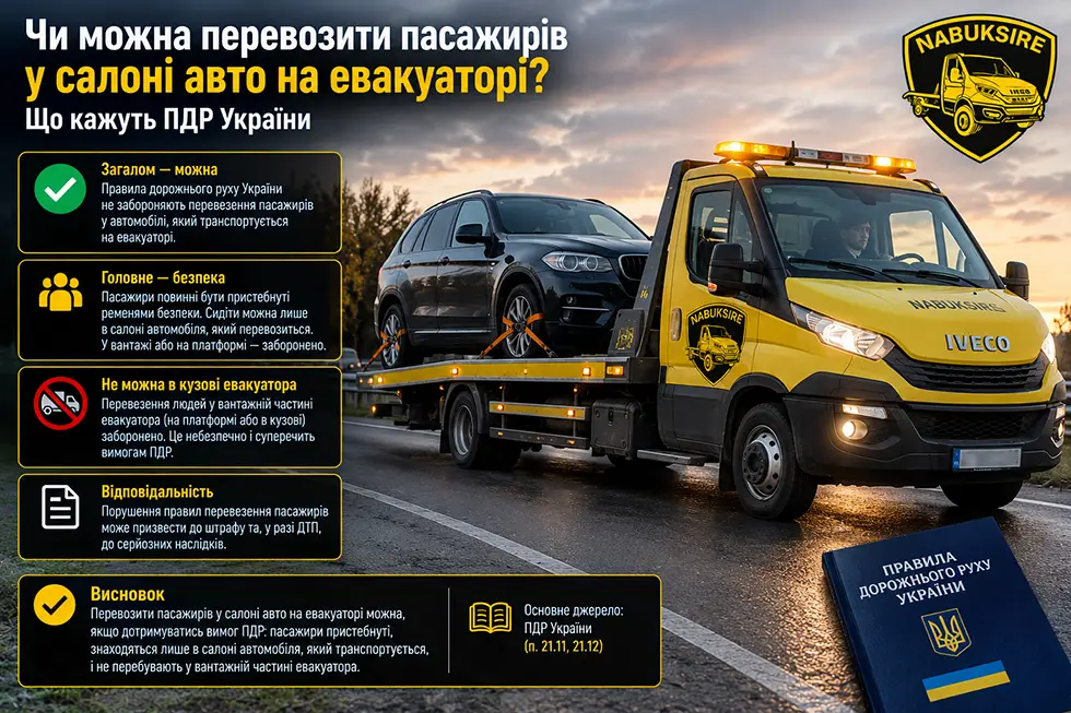 Можно ли ехать в авто на эвакуаторе? Что говорят ПДД Украины