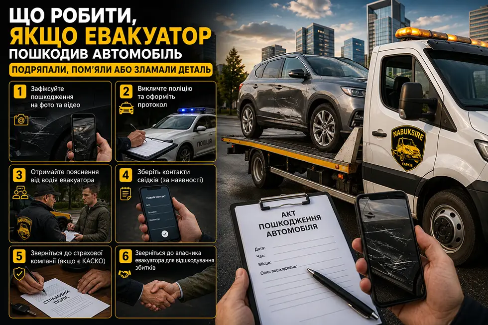 Если эвакуатор повредил машину: что делать и кто возместит ущерб